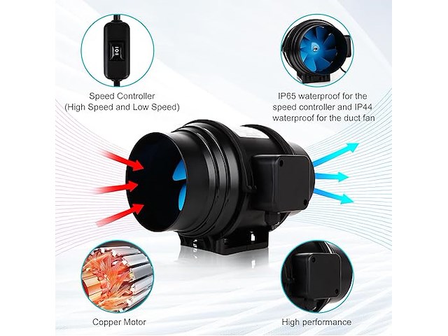 Brogachy regelbare buisventilator (100 mm) - afbeelding 4 van  5