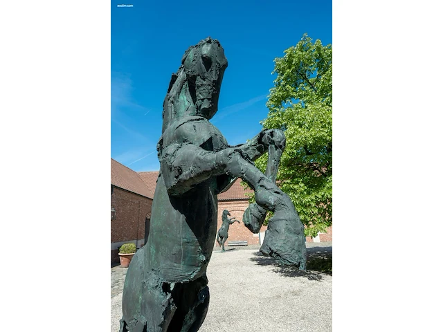 Bronzen monumentaal steigerend paard jan... - afbeelding 2 van  17
