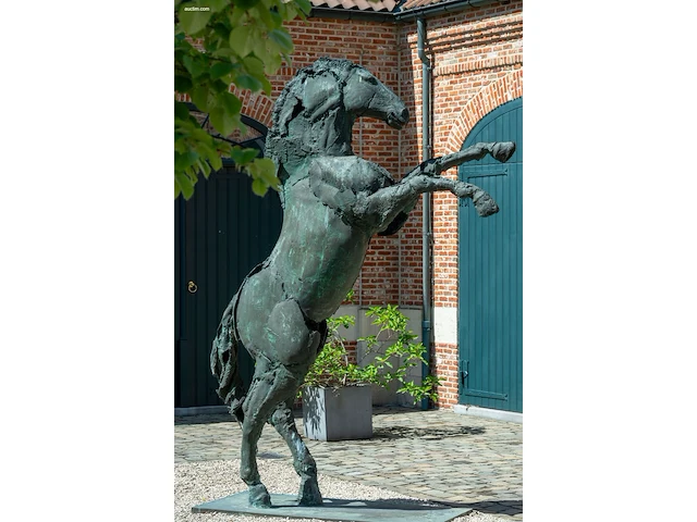 Bronzen monumentaal steigerend paard jan... - afbeelding 5 van  12