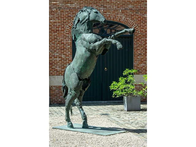Bronzen monumentaal steigerend paard jan... - afbeelding 9 van  12