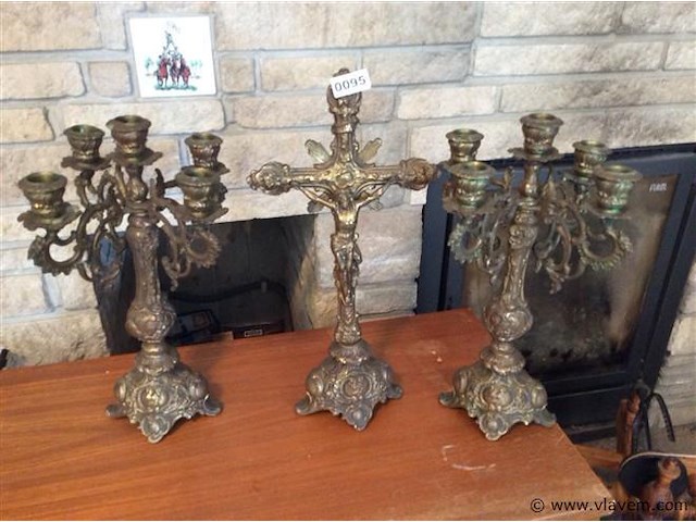 Bronzen schouwgarnituur - afbeelding 1 van  5