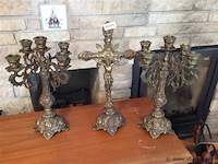 Bronzen schouwgarnituur - afbeelding 1 van  5