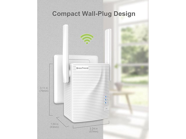 Brostrend ac1200 wifi-extender - afbeelding 1 van  2