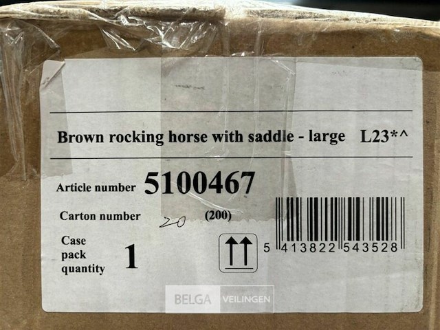 Brown rocking horse with saddle large - afbeelding 4 van  4