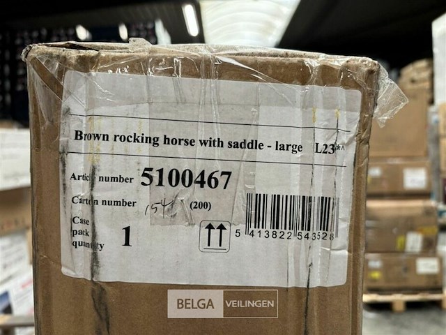 Brown rocking horse with saddle large - afbeelding 3 van  3