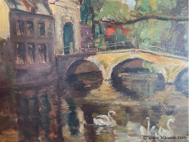 Brugge, olie op paneel - afbeelding 2 van  3