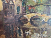 Brugge, olie op paneel - afbeelding 2 van  3