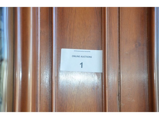 Bruin houten vitrinekast 6 deuren, 4 laden, 5 glazen deuren, afm. 300x235x55 - afbeelding 5 van  10