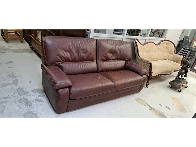 Bruin lederen zetel - afbeelding 1 van  2