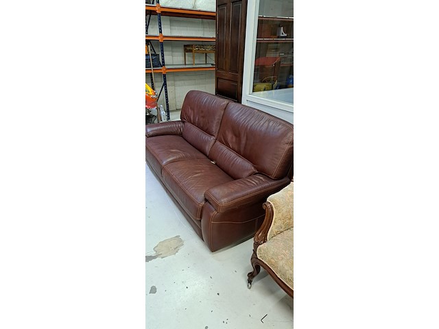 Bruin lederen zetel - afbeelding 2 van  2