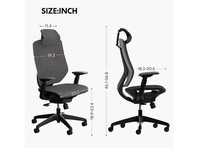 Bs12 lite ergonomische bureaustoel, met flexibele hoofdsteun - afbeelding 8 van  8