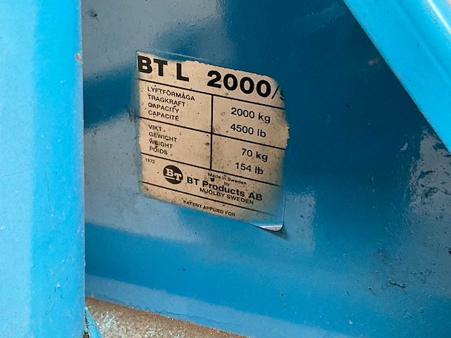 Bt l 2000 hand hydraulische palletwagen - afbeelding 4 van  4