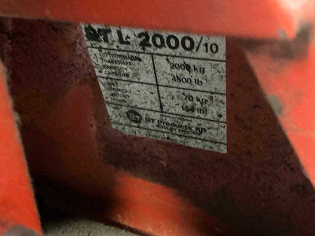 Bt lifters bt l2000 hand hydraulische palletwagen - afbeelding 6 van  7