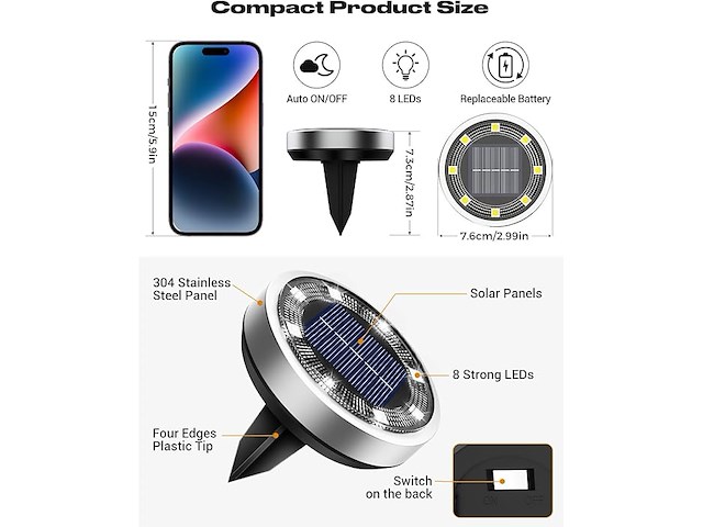 Btfarm krachtige solarlampen (16 stuks) - afbeelding 2 van  5