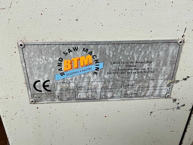 Btm 4632 metalen horizontale bandzaagmachine - afbeelding 5 van  16
