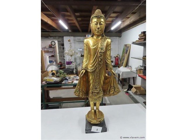 Buddha beeld hout - afbeelding 1 van  4