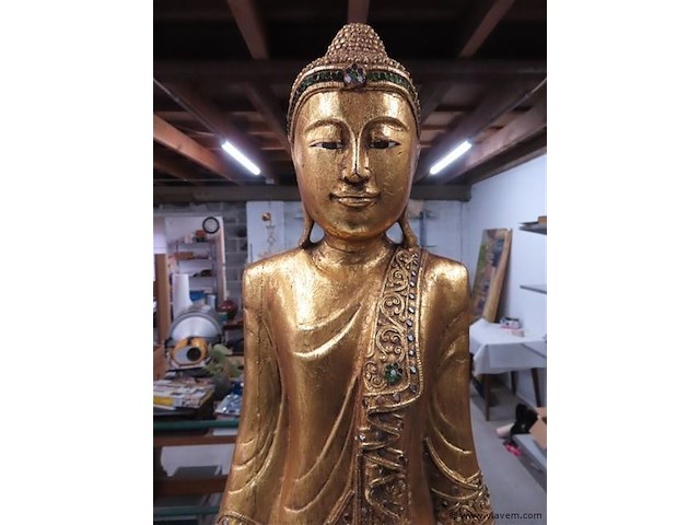 Buddha beeld hout - afbeelding 2 van  4
