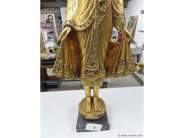 Buddha beeld hout - afbeelding 3 van  4