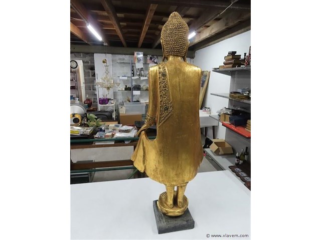 Buddha beeld hout - afbeelding 4 van  4