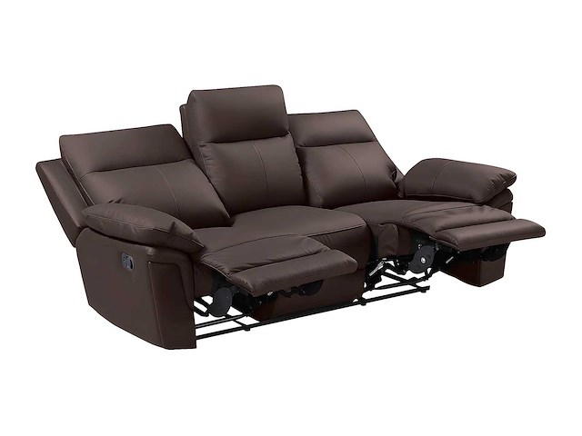Buffalo leather 3-zits relaxbank - bruin - afbeelding 5 van  6