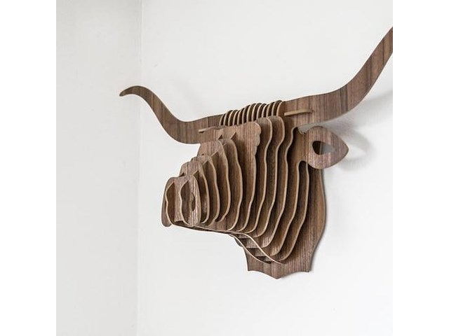 Buffel - muurdecoratie - mdf - 42 x 40 cm. - afbeelding 1 van  4