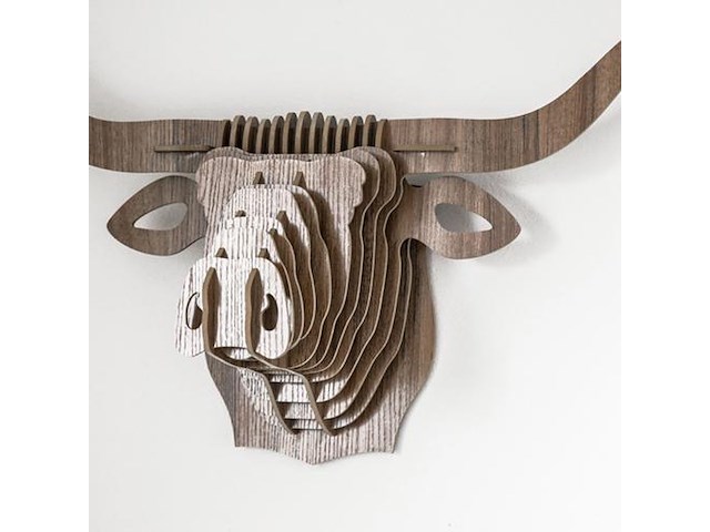 Buffel - muurdecoratie - mdf - 42 x 40 cm. - afbeelding 2 van  4
