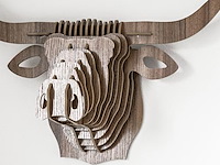 Buffel - muurdecoratie - mdf - 42 x 40 cm. - afbeelding 2 van  4