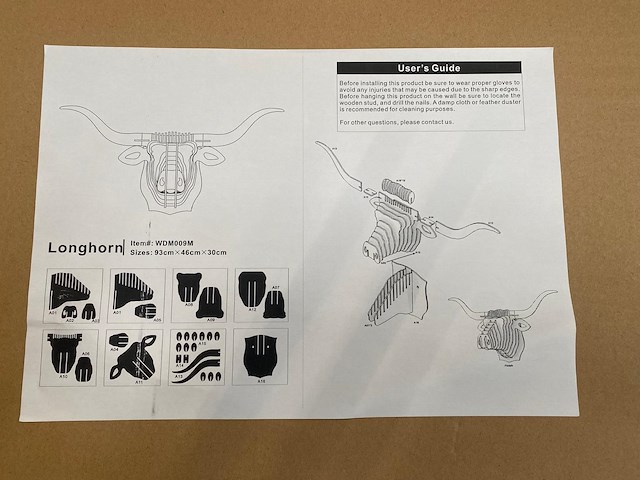 Buffel - muurdecoratie - mdf - 42 x 40 cm. - afbeelding 4 van  4