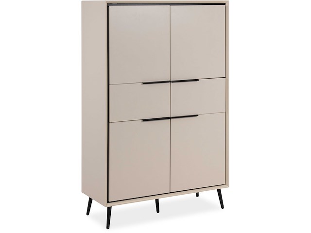 Buffetkast auryn - 90x38x140cm - 4 deuren & 2 lades - zand/zwart - afbeelding 4 van  7