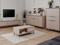 Buffetkast auryn - 90x38x140cm - 4 deuren & 2 lades - zand/zwart - afbeelding 5 van  7