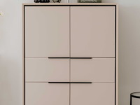 Buffetkast auryn - 90x38x140cm - 4 deuren & 2 lades - zand/zwart - afbeelding 1 van  7