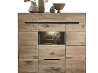 Buffetkast bellini 125cm 3 deuren & 2 lades - eik/antraciet - afbeelding 1 van  5