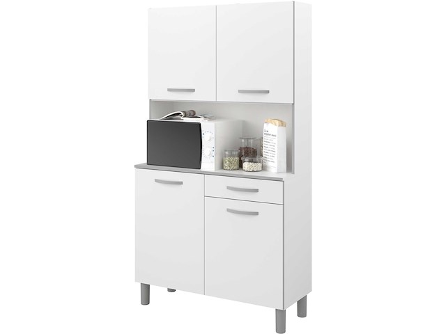 Buffetkast easy 101cm, 4 deuren & 1 lade - wit - afbeelding 2 van  7