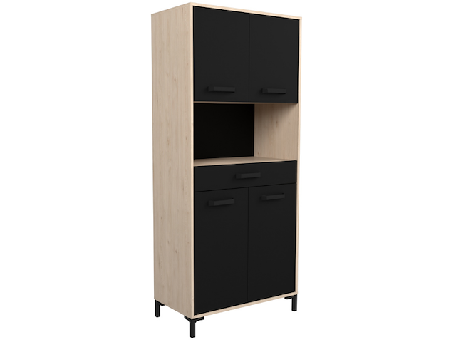 Buffetkast felicity 80cm, 4 deuren & 1 lade - eikdecor/zwart - afbeelding 1 van  7