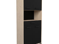 Buffetkast felicity 80cm, 4 deuren & 1 lade - eikdecor/zwart - afbeelding 1 van  7