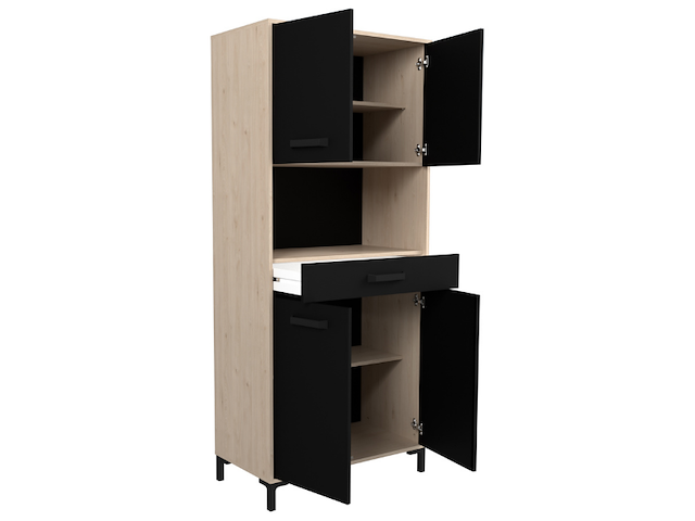 Buffetkast felicity 80cm, 4 deuren & 1 lade - eikdecor/zwart - afbeelding 2 van  7