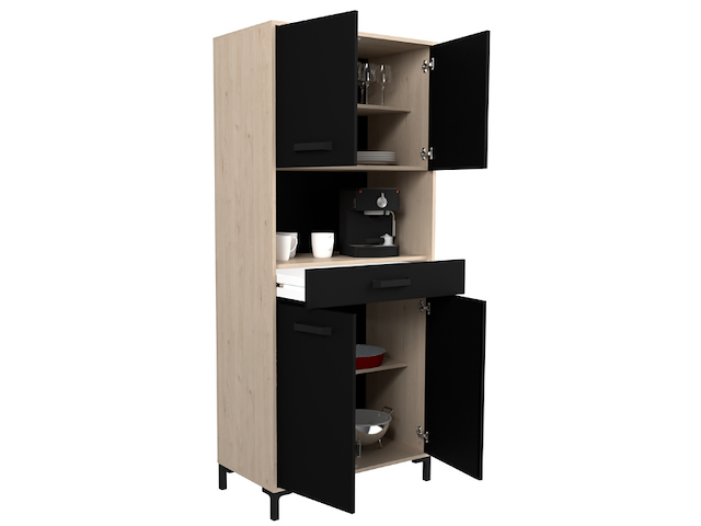Buffetkast felicity 80cm, 4 deuren & 1 lade - eikdecor/zwart - afbeelding 3 van  7
