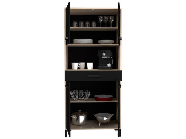 Buffetkast felicity 80cm, 4 deuren & 1 lade - eikdecor/zwart - afbeelding 4 van  7