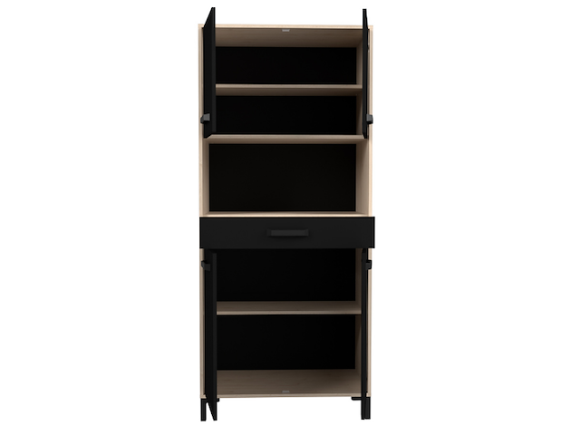 Buffetkast felicity 80cm, 4 deuren & 1 lade - eikdecor/zwart - afbeelding 5 van  7