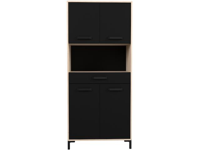 Buffetkast felicity 80cm, 4 deuren & 1 lade - eikdecor/zwart - afbeelding 6 van  7