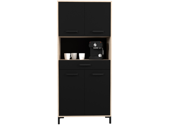 Buffetkast felicity 80cm, 4 deuren & 1 lade - eikdecor/zwart - afbeelding 7 van  7