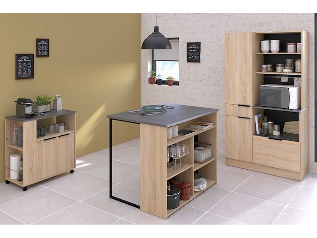 Buffetkast fumay met 2 deuren & 2 lades - eikdecor/betonlook - afbeelding 7 van  7