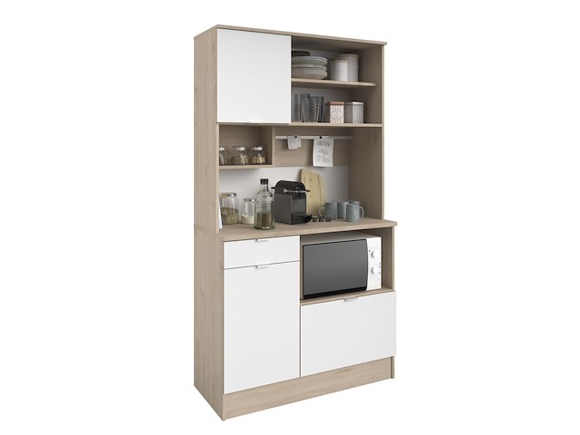 Buffetkast lydia 100cm, 3 deuren & 1 lade - wit/eik decor - afbeelding 1 van  7