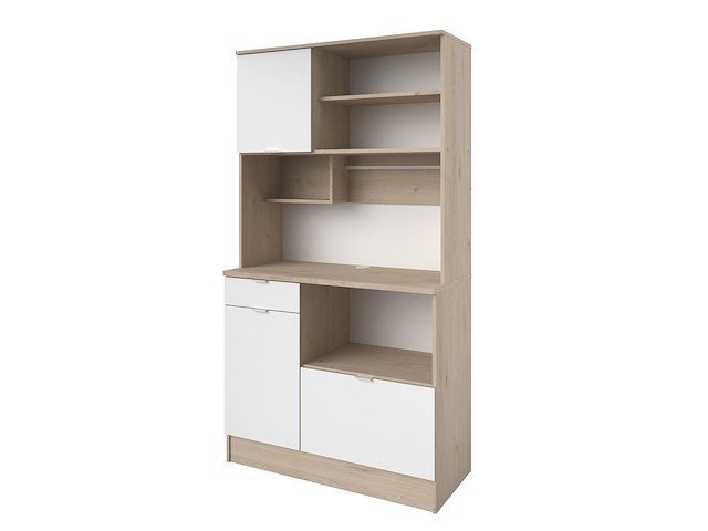 Buffetkast lydia 100cm, 3 deuren & 1 lade - wit/eik decor - afbeelding 4 van  7