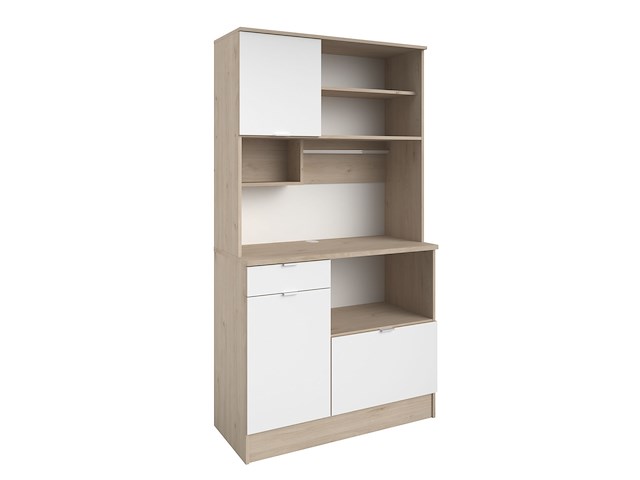 Buffetkast lydia 100cm, 3 deuren & 1 lade - wit/eik decor - afbeelding 3 van  7