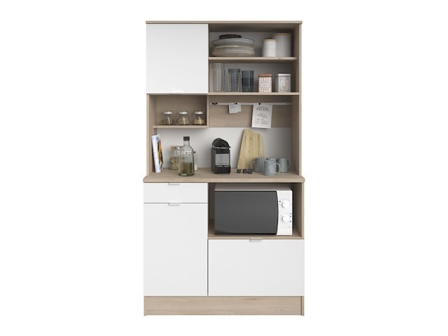 Buffetkast lydia 100cm, 3 deuren & 1 lade - wit/eik decor - afbeelding 5 van  7