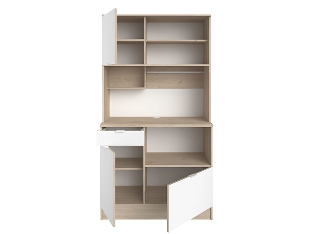 Buffetkast lydia 100cm, 3 deuren & 1 lade - wit/eik decor - afbeelding 6 van  7