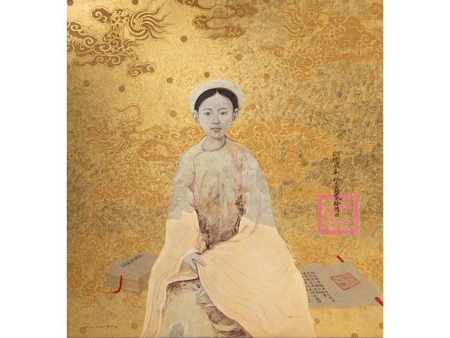 Bui huu hung (1957), 'princess' (2008), lacquer on canvas, 124 x 131,5 cm - afbeelding 1 van  3