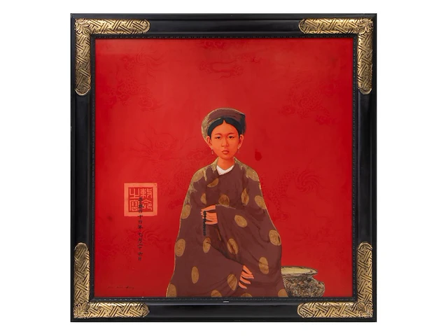 Bui huu hung (1957), 'tranquillity' (2008), lacquer on wood, 119,5 x 119,5 cm - afbeelding 2 van  4
