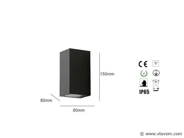 Buiten wandlamp - gu10 rechthoek - dubbele stroom (6x) - afbeelding 4 van  4